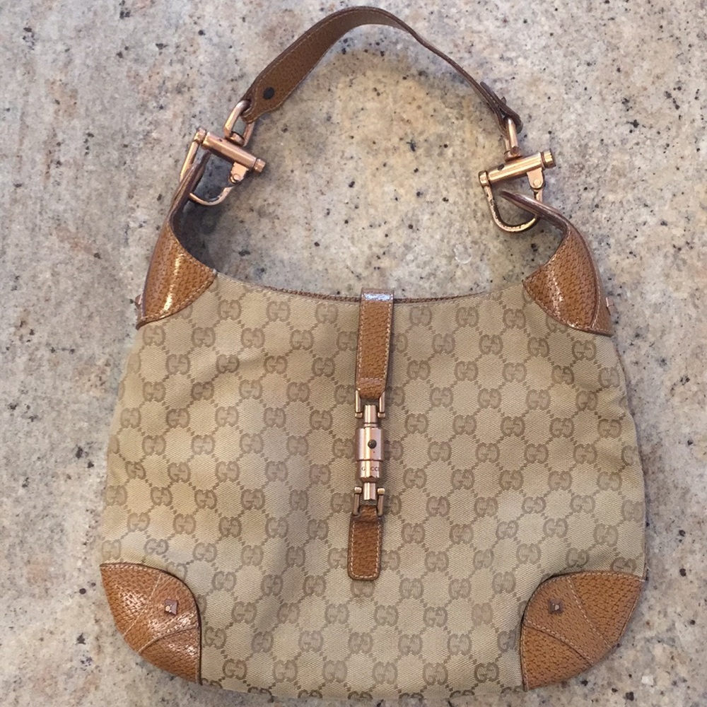 Gucci Monogrammed Canvas Hobo Bag